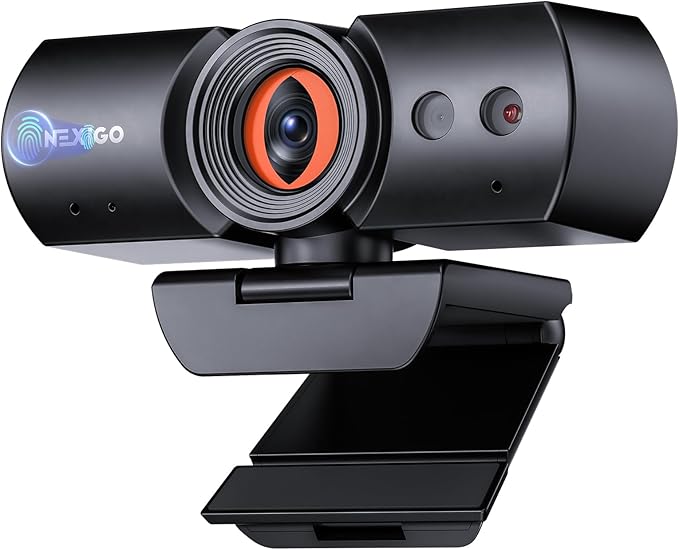 NexiGo HelloCam Pro Webcam with Windows Hello 1080P 60FPS Autofocus True Privacy Automatic Electronic Shutter Computer Camera Microphone Facial Enhancement HD USB Web Cam