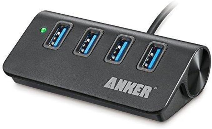 Anker 4-Port USB A hub Unibody Aluminum Portable Data Hub with 2ft USB 3.0 CableUSB Splitter for MacBook Mac Pro/mini iMac XPS Surface Pro Notebook PC Mobile HDD and More