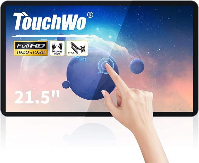 21.5 inch Capacitive Multi-Touch Screen Industrial Monitor 16:9 Display 1920 x 1080P Built-in Speakers VGA &amp HD-MI Monitor for PC POS Small Business Restaurant