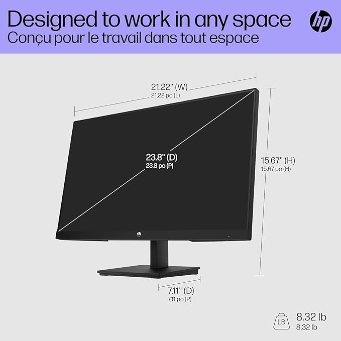 HP V24i G5 24 Inch Computer PC Monitor Full HD IPS 60Hz Refresh Rate 5ms Response Time 250 Nits Brightness AMD FreeSync Anti-Glare Low Blue Light HDMI DisplayPort Black (Renewed)