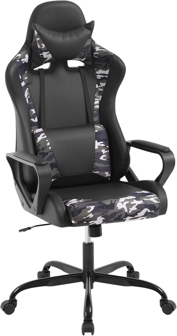 Ergonomic High Back Gaming Chair &amp Office Chair PU Leather &amp Adjustable &amp Easy Assembly &amp BIFMA Certified for Home/Office (Gray) (Camo)
