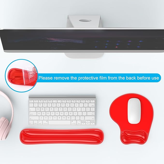 Gel Mouse pad &amp Keyboard Wrist Rest Set Ergonomic Keyboard and Mousepad with Wrist Support Keyboards Wrist Rest Computer Keyboards Pad Cooling Gel Red