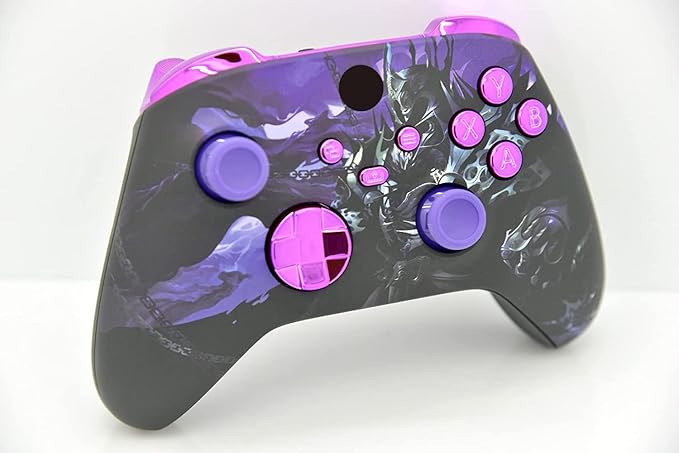 Hand Airbrushed Fade Custom Controller Compatible with Series X/S &amp One (Series X/S Purple Knight W/Purple Chrome Inserts)