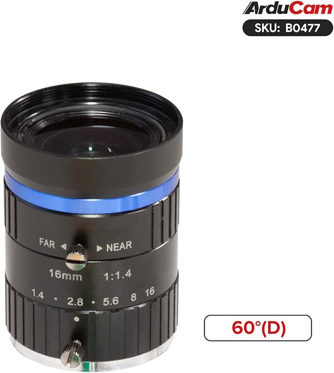 Arducam USB 3.0 Camera 120fps High-Speed Camera 20MP Webcam with 60°(D) 16mm C-Mount Lens and Metal Case Compatible with Windows and Linux OS