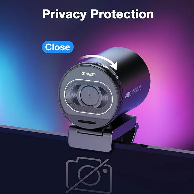 EMEET S600 4K Webcam with Tripod for Streaming - Sony 1/2.55'' Sensor PDAF Autofocus 1080P@60FPS 2 Noise Reduction Mics Built-in Privacy Cover 73° FOV Streaming Webcam for Product/Game/Beauty
