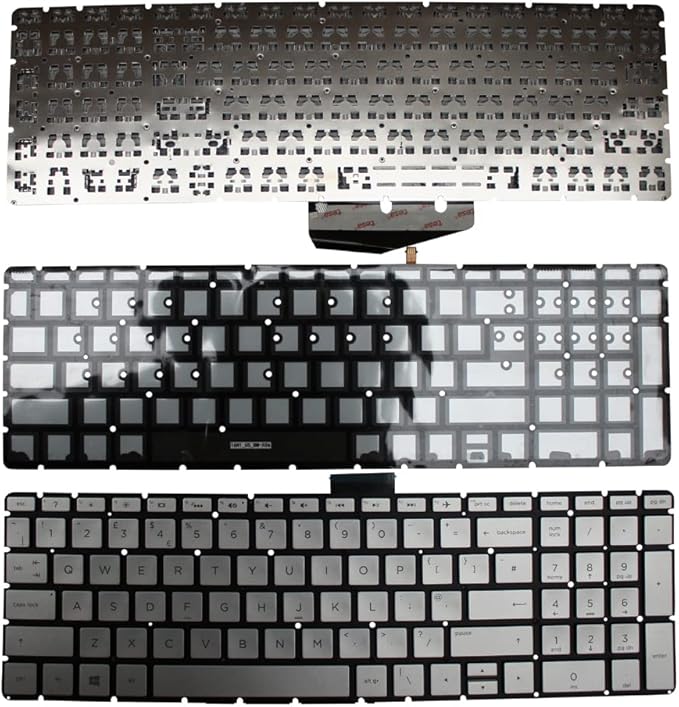 Power4Laptops UK Layout Backlit Silver Replacement Laptop Keyboard Compatible with HP Home 15-bs076nm