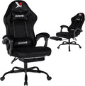 Gaming Chair with Footrest Ergonomic Computer Chair with Headrest &amp Lumbar Support Skin-Friendly Velvet Adjustable Height &amp Backrest Linked Armrest for Gamer Home Adults Office RestBlack