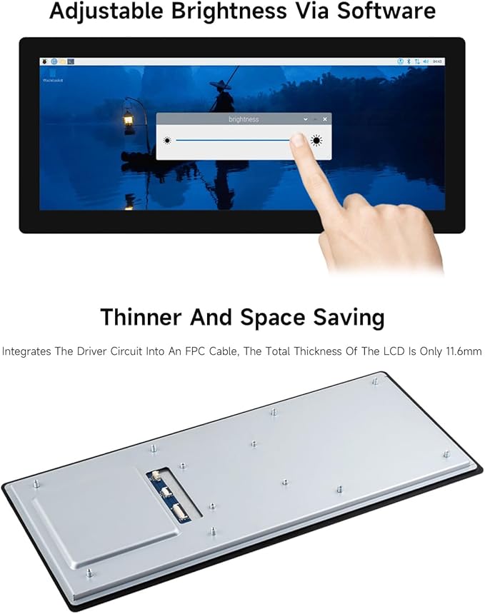 waveshare 12.3inch DSI Capacitive Touch Screen Compatible with Raspberry Pi 5 / CM5 and RK3576 720 × 1920 IPS 10-Point Touch Optical Bonding Toughened Glass Panel