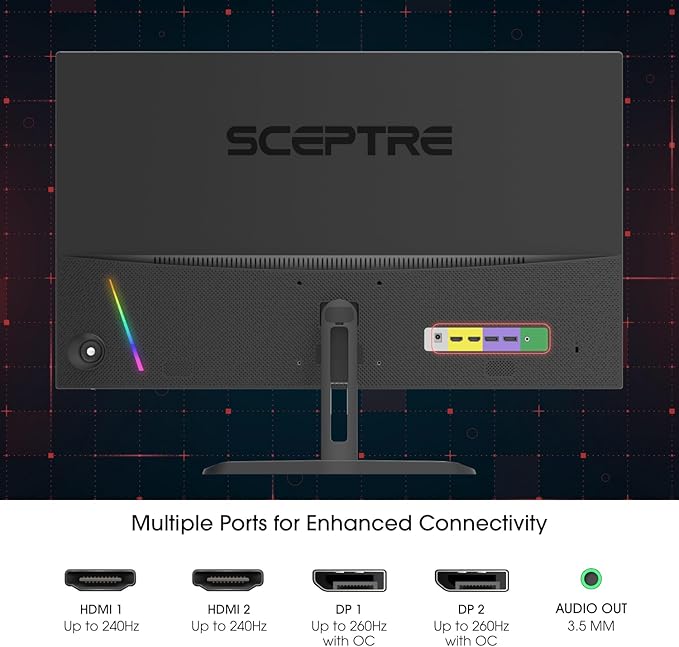 Sceptre Curved 32-Inch Gaming Monitor 1920 × 1080 Up to 240+Hz 1ms 110% sRGB AMD FreeSync Premium Built-in Speakers HDMI DisplayPort Machine Black (C325B-FWD240 Series)