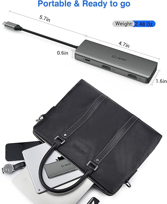 TOTU Docking Station USB C Hub 9 in 1 Triple Display Docking Station with Collage Display Mode Dual 4K HDMI VGA 100W PD 3 USB 3.0 and TF/SD Card Reader for MacBook Pro Air and Type-C Laptops