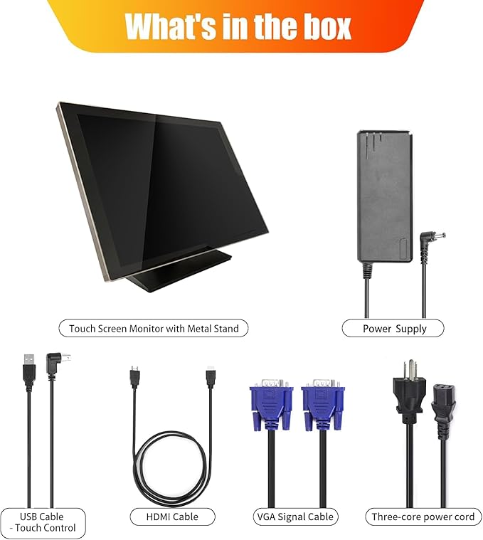 ANGEL POS Commercial-Grade 19 Sturdy Aluminum Frame 4:3 Capacitive Touch Screen Monitor 1280×1024 Splash-Proof Glass Bezel-Free Design Metal Casing &amp Base Back Control Buttons