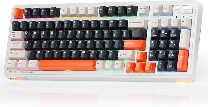 Machenike KG98 Mechanical KeyboardHot Swappable Custom Gaming KeyboardPre-lubed Linear SwitchesRGB SidelitTri-Mode 98 Keys Compact Layout for Gaming/Typing/Win/Mac/PC