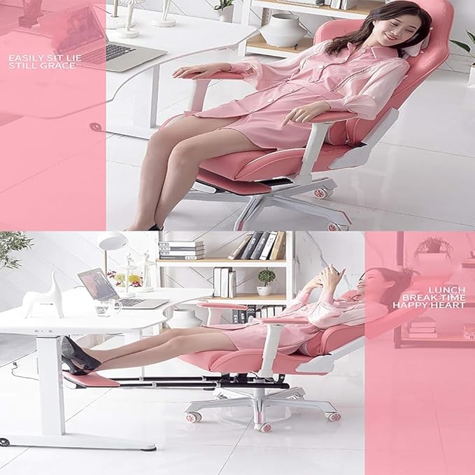 Office Chair Gaming Chair Computer Chair Gaming Chair with FootrestPU Leather Office Computer Chair with Headrest Lumbar SupportErgonomic Racing Recliner Game Cha(Size:50x86cm(20x34inch)Color:Pink)