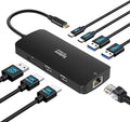 USB C Docking Station Dual Monitor Selore Docking Station 3 Monitors Triple 4K Display with 2 HDMI DisplayPort 1 Gbps Ethernet 100W PD Charging USB 3.0 Ports Adapter for Dell HP etc(Black)