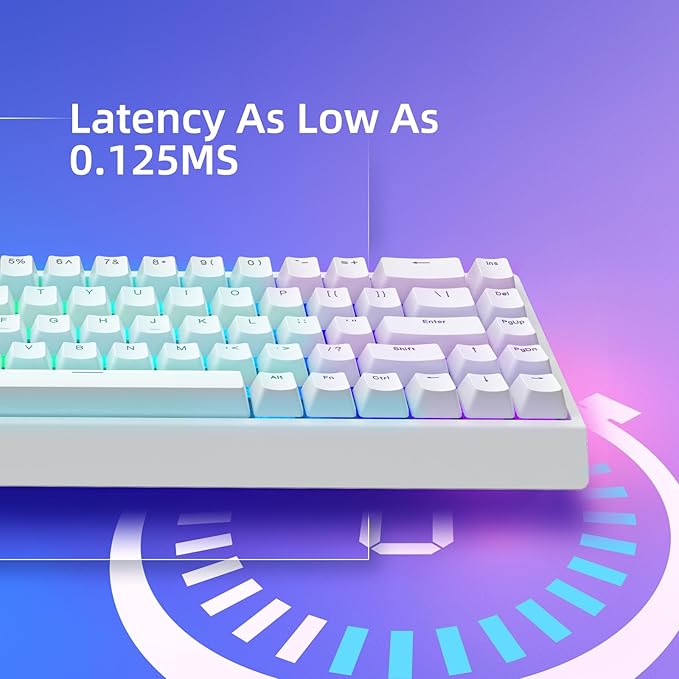 Mer68 SE Wired 68 Keys Magnetic Switch Mechanical Keyboard 8KHZ Polling Rate/Latency As 0.125MS/64KHZ All Keys Scan Rate/ARGB Hot Swappable Gaming Keyboard(White)