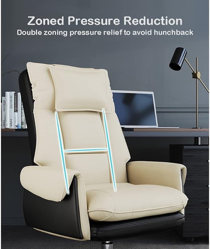POKENE Computer Chair with MassageGaming Chairs with 7-Point VibrationComputer Chair High Back Chairs with WheelsHome Office Chair for Bedroom with Wheels (Color : Beige B)