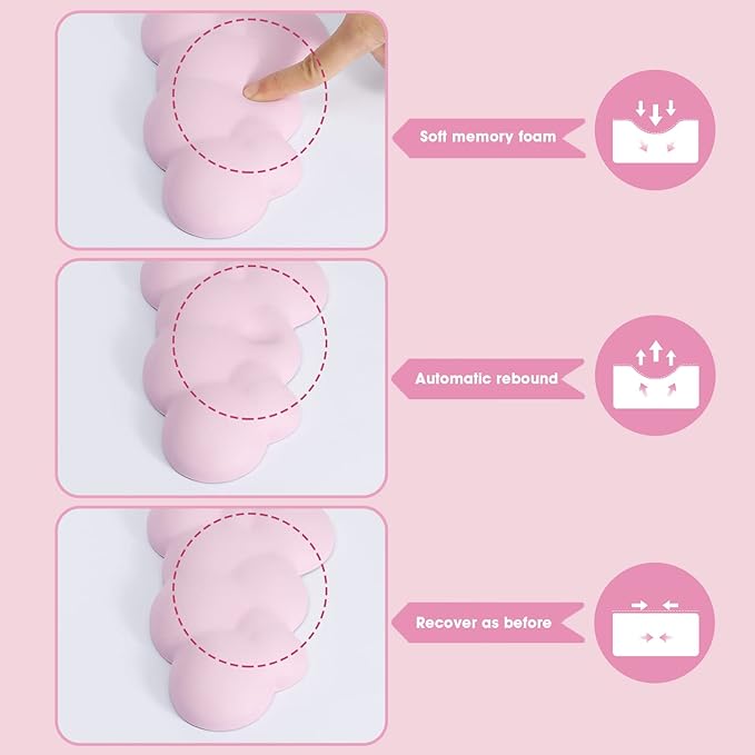 Gaming Keyboard Wrist Rest PadMemory Foam Palm Rest Ergonomic Hand Rest for Computer KeyboardLaptopMacLightweight for Easy Typing Pain Relief-Pink
