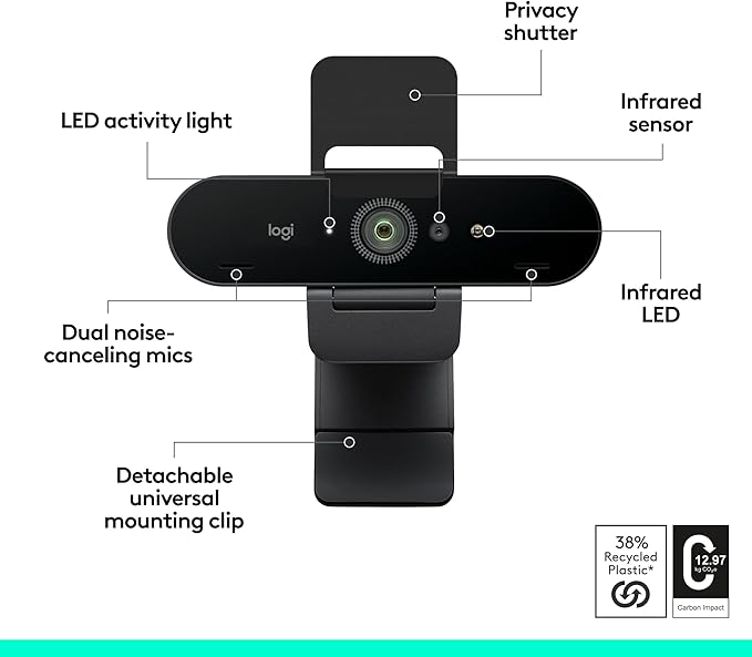 Logitech Brio 4K WebcamVideoCallingNoise-Cancelling micHD Auto Light CorrectionWide Field of ViewWorks with Microsoft TeamsZoomGoogle VoiceGoogle MeetPC/Mac/Laptop/MacBook/Tablet (Pack of 4)