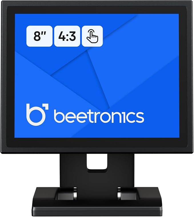 Beetronics 8 Inch Touchscreen Monitor | Full HD 1080p | 8TSV7M – Industrial-Grade Professional 10-Point Multi Touch Display for PC Mac Linux – HDMI DisplayPort USB-C VGA Inputs