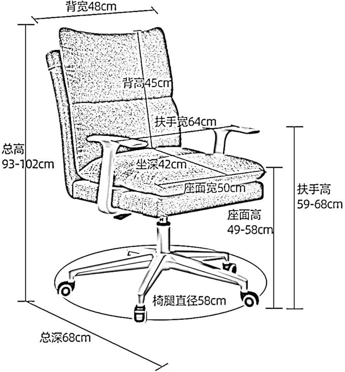 Katzowen Office Computer ChairHome Leisure Computer Chair Comfortable backrest Removable Soft Bag and armrest Gaming Chair Not tiltable Heavy Nylon feet Load-Bearing 120kg (Color : Yellow)