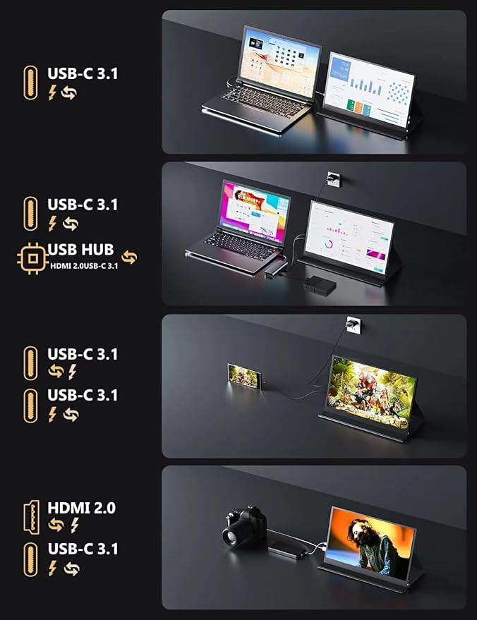 16 2.5K 144Hz Portable Gaming Monitor 16:10 HDR Eye Careful100% sRGB QHD2560x1600 Ultra-clear IPS Portable Monitor for Laptop with Built-in SpeakersExternal Second Screen for PC Phone Game Console
