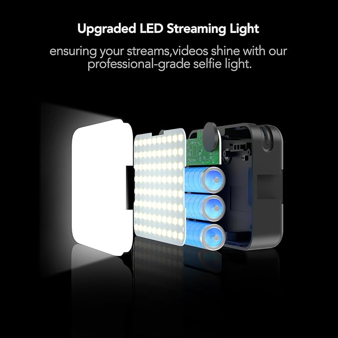 NearStream V08AF 4K Webcam and SL10B Selfie Light Streaming Webcam with Software Control Adjustable FOV Webcam Light with Adjustable Brightness &amp Color Temp for Video Call/Online Meet/Livestre