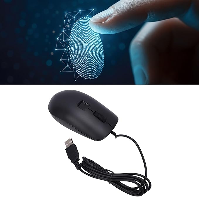 Wired USB Mouse with Fingerprint Reader Biometric Security Wi ndows 11 10 Hello 360 Fingerprint Recognition Touch Speedy Matching for PC Laptop