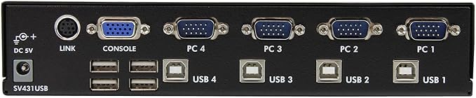 StarTech.com 4 Port Professional VGA USB KVM Switch with Hub - 1U Rack-mountable KVM Switch  TAA (SV431USB)