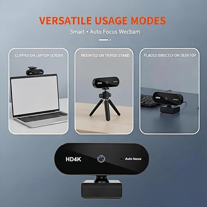 Genérico 4K Webcam for Laptop Automatic Camera with Microphone USB and Playback for Streaming/Video Calling 90° Field of View