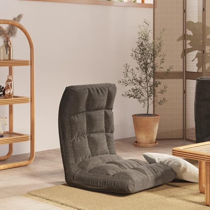 Folding Floor Chair Folding Gaming Sofa Chair Floor Sofa Lazy Sofa Lounge for Playing Reading Meditating Room Recliner Dark Gray Fabric -40