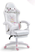 TBQATNTS Gaming Chair for GirlsErgonomic Gaming ChairDesk Chair with Foot RestVideo Game Chair Leather High Back Racing Computer Gaming Chair with Lumbar Support and HeadrestWhite