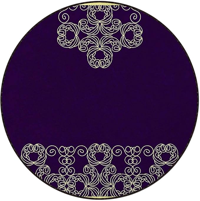 Victorian Style Round Area Rug for Bedroom Living Room Study Playing Non-Slip Floor Mat Carpet Home Decor Rugs Mandala Vintage OrnamentPurple Yellow Diameter 43.3 in