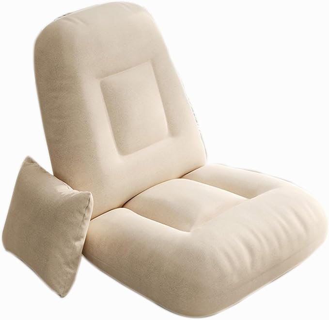 Folding Floor Gaming Chair Adjustable Memory Sponge Floor Chair with Back Support Lazy Sofa for Reading Game No Assembly Required(Beige)