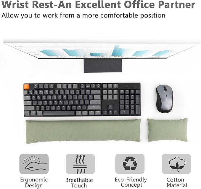 Keyboard Mouse Wrist Rest Bean Bag Set Ergonomic Wrist Rest for Keyboard and Mouse Filled Ergo Beads for Laptop Desktop Computer (Keyboard and Mouse Wrist Support Set)
