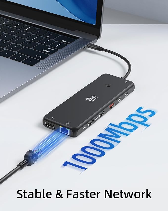 LIONWEI USB C Docking Station Dual Monitor 13 in 1 USB C Hub Triple Display 8 USB C/A Ports Ethernet Audio Laptop Dock for MacBookDellHPLenovoSurface