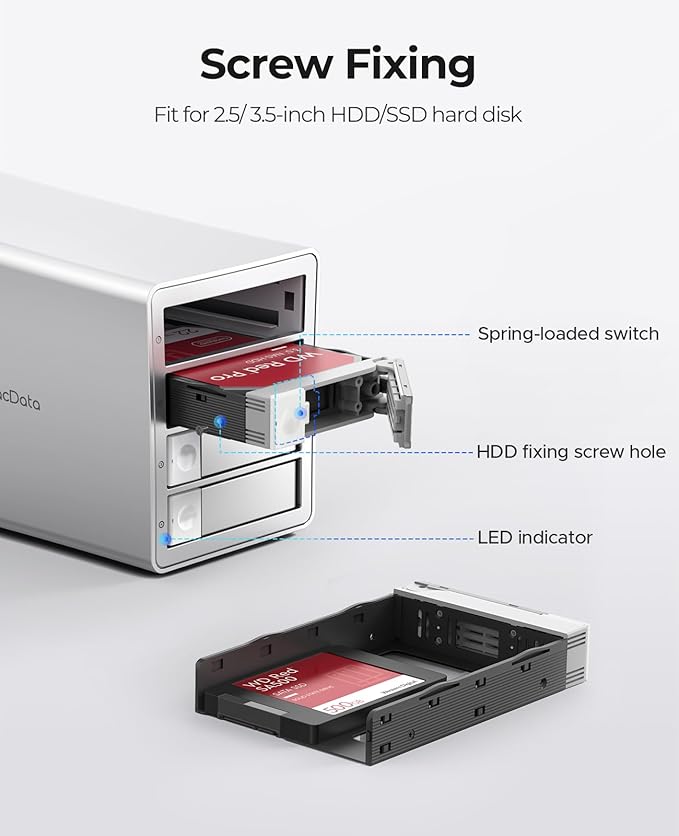 ORICO 4-Bay RAID External Hard Drive Enclosure USB 3.0 for 2.5/3.5 Inch SATA HDD/SSD Supports Up to 22TB RAID 0/1/3/5/10/JBOD 5Gbps Transfer Silent Cooling Fan
