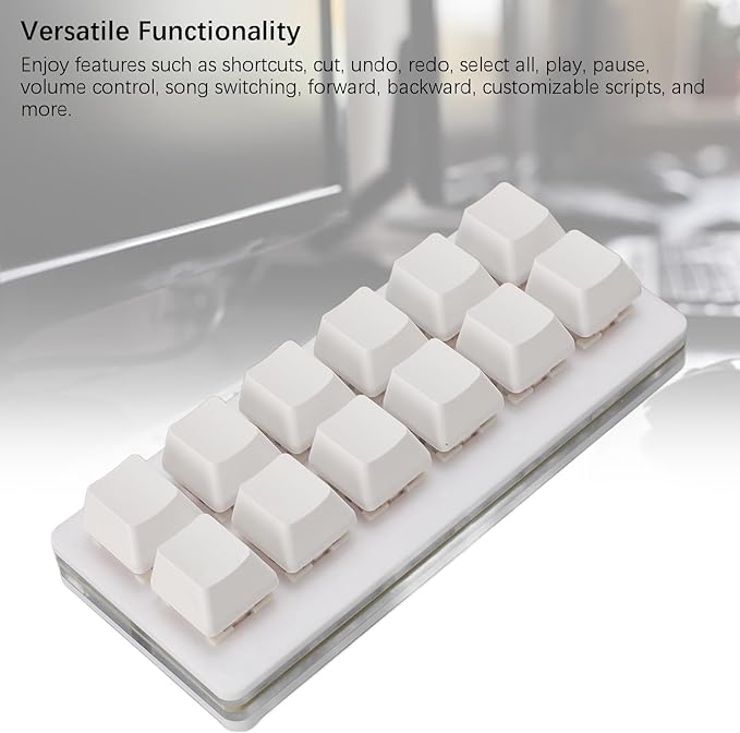 Zunate 12 Key Mechanical Gaming Keyboard One Handed Macro Customized OSU Keyboard USB C Wired Programmable RGB Backlit Keyboard for PC (White)