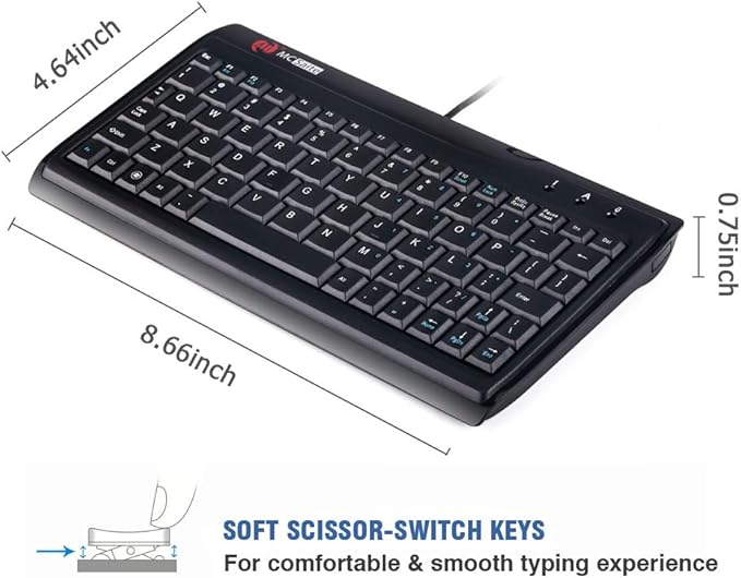 Super Mini Wired Keyboard MCSaite Full Size 78 Keys Keypad Small Portable Fit with Professional or Industrial Use for Computer Laptop Mac Notebook