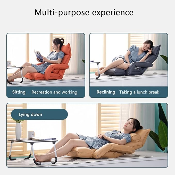 YCKEGEW Floor Chair with Arm Lounge Chair for Bedroom Couch Recliners Sofa Gaming Chair with Back SupportRemovable SleeveBalcony Lazy Sofa ChairAdjustable backrest (Color : Orange)