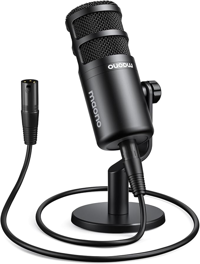 MAONO XLR Podcast Microphone Cardioid Studio Dynamic Mic for Vocal Recording Streaming Voice-Over Voice Isolation Technology Metal Mic Works for Audio Interface Mixer Sound Card-PD100