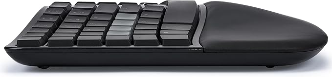KINESIS mWave Ergonomic Keyboard for PC (Black) | Mechanical Switches | Bluetooth &amp USB | Programmable | Backlit | Windows Modifiers &amp Hotkeys