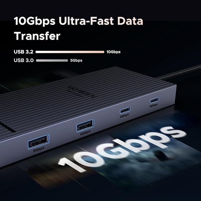 UGREEN 10 in 1 USB C Docking Station Dual 4K Monitor Revodok USBC Hub with 2 HDMI USB A&ampC 3.2 Ports SD/TF Card Reader PD 100W Charging USB C Dock with 1Gbps Ethernet for Dell HP XPS and Mor