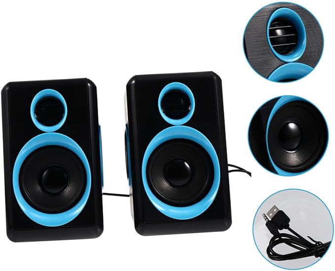 HOMSFOU 2pcs Mini Desktop Speakers USB Powered Loudspeaker Box for Home Computer Laptop Compact and Stylish Design for Enhanced Audio