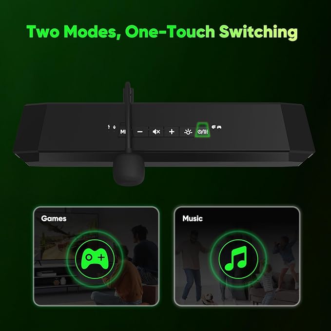 INGA Computer Speakers with Detachable Mic Plug-and-Play USB Soundbar with Dynamic Lighting Game/Music Modes Compatible with PC Laptop PS5 Mac