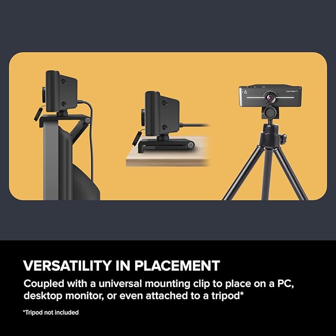 Creative Live! Cam 4K UHD USB Webcam with Backlight Compensation Up to 60 FPS 95° Wide-Angle Lens Privacy Lens Built-in Mics Plug &amp Play for PC and Mac