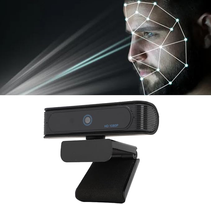 1080P HD Webcam with Hello Facial Recognition Webcam for Windows10/11 USB PC Webcam with 120° Wide Angle Lens Fixed Focus Easy Login for Computer Laptop