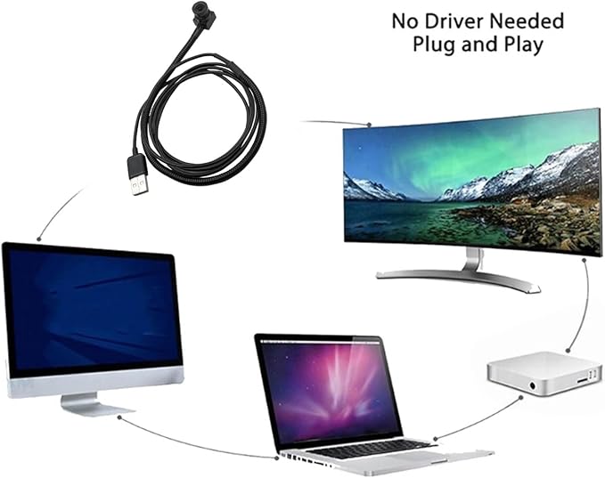 4MP 1080P USB Webcam with Pliable Metal Tube for Video Conferencing On Notebook PC Observe Screen Center Mounted Webcam