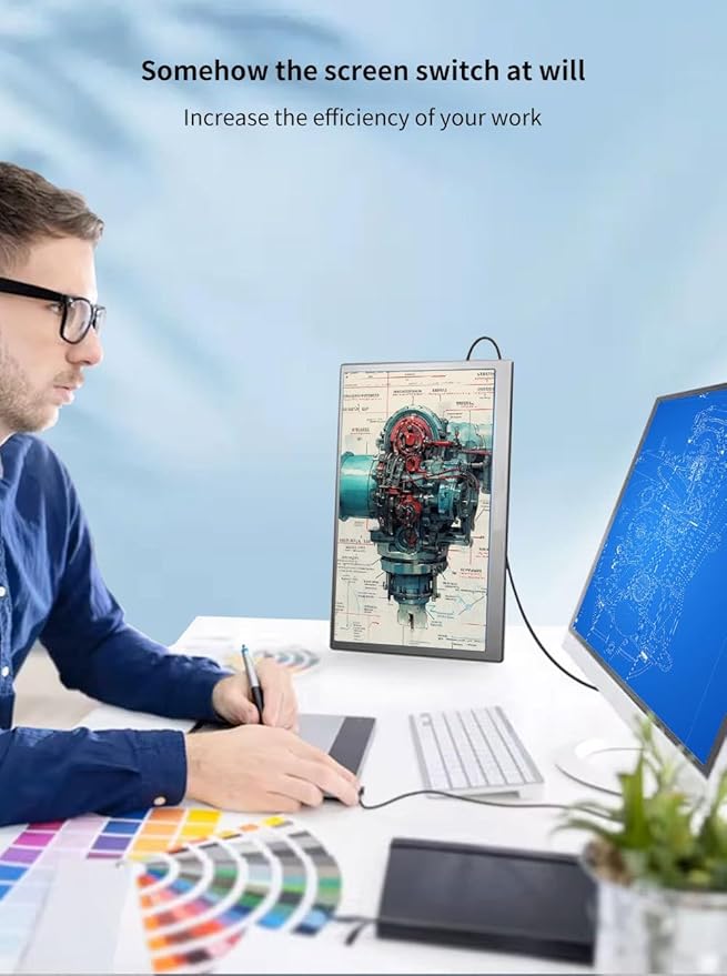 cjc 18.5 FHD Portable Touch Screen Monitor with Kickstand - USB C HDMI External Travel Display for Laptop Phone Gaming Console Second Screen (18.5” 120Hz)