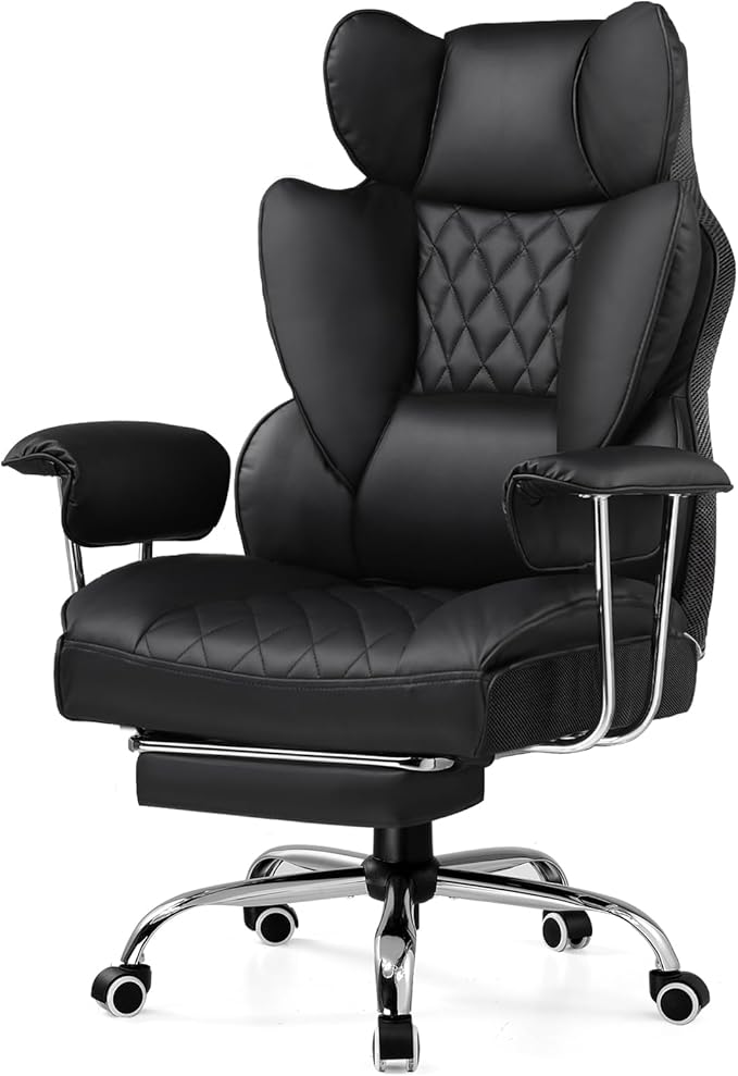GTPLAYER Gaming Chair Computer Chair with Footrest and Lumbar Support Height Adjustable Game Chair with 360°-Swivel Seat and Headrest and for Office or Gaming (White)