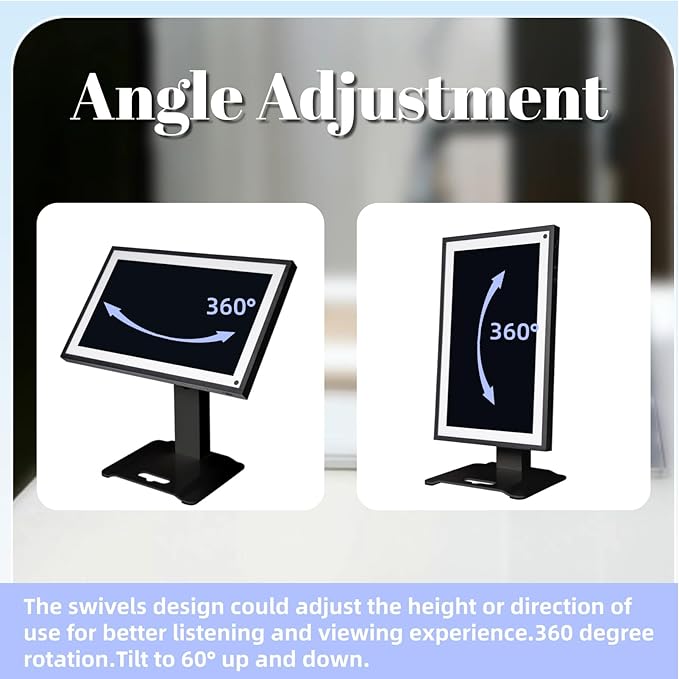 Swivel and Tilt Metal Stand for Echo Show 15 (Gen 1 Gen 2) and Show 21 Adjustable(-58°/+58°) with 360° Rotatable Wall Mounting Holder for Monitor Full Motion 13-27Black